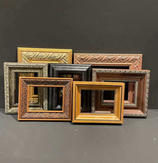 Mix and Match 5 x 7 Gallery Wall - Neutral Colored Wood Picture Frames Made from Vintage Moulding.