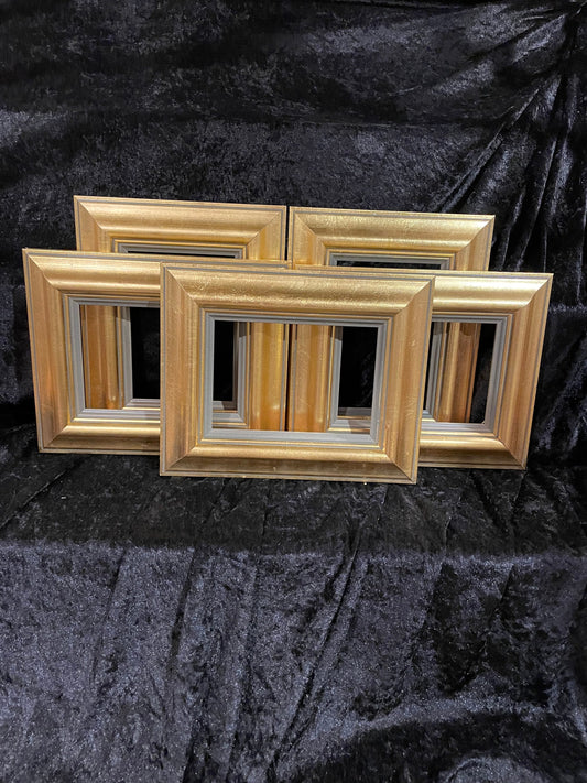 Artist Pack of 10 - Wood Picture Frames Made from Vintage Moulding.  Gold & Gray - Choose Your Size