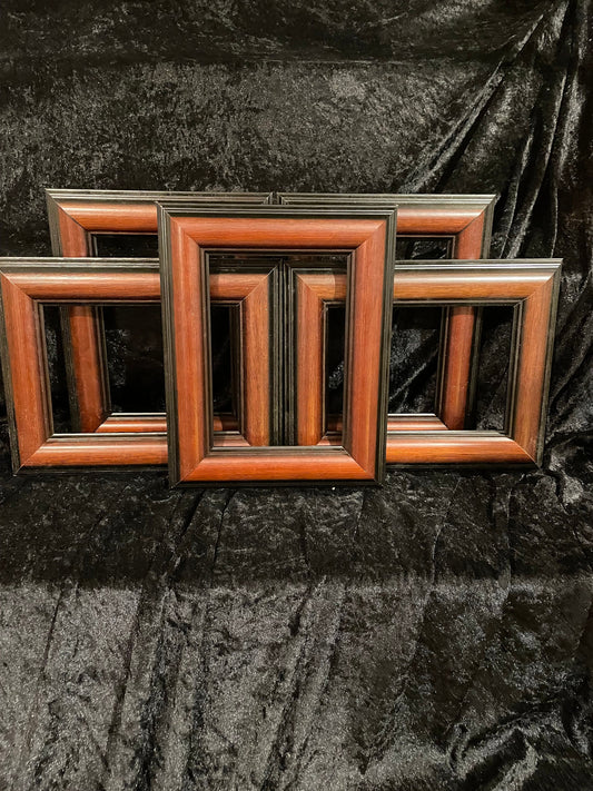 Artist Pack of 10 - Wood Picture Frames Made from Vintage Moulding.  Brown and Black - Choose Your Size