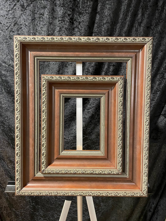 Wide Brown Edging -Picture Frames Made from Vintage Wood Moulding - Variety of Sizes